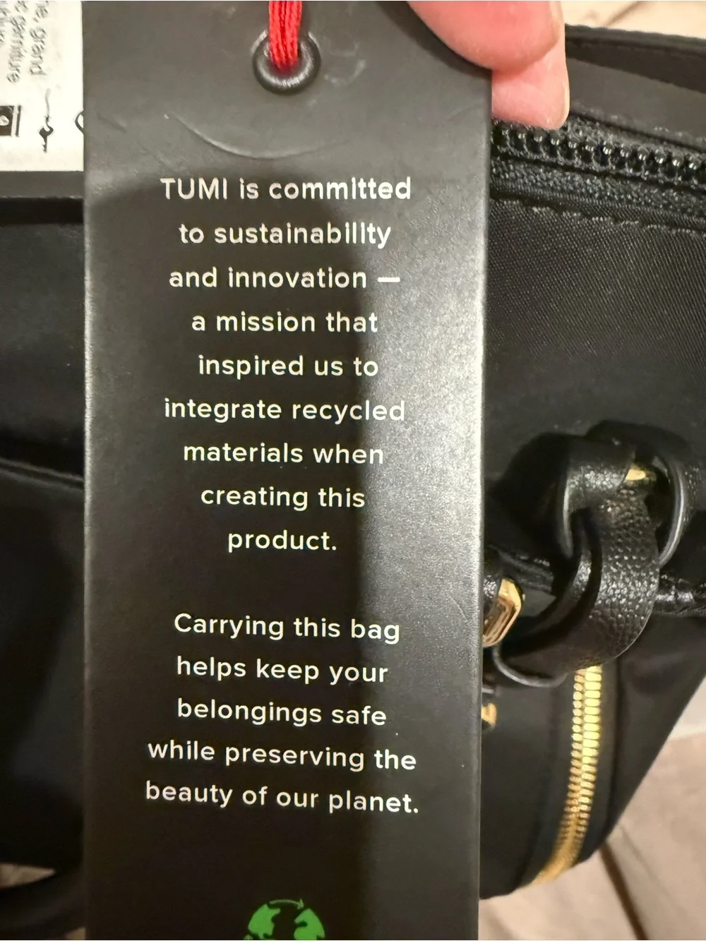 Tumi Valetta Large Black Tote with Gold-Trim Tag Fits 15” Labtop Travel